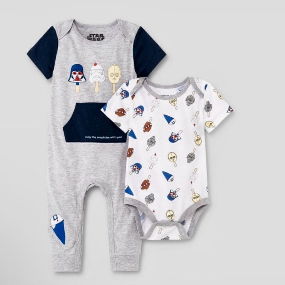 New! Baby Star Wars Bodysuit & Romper 2pc Set 6-9M